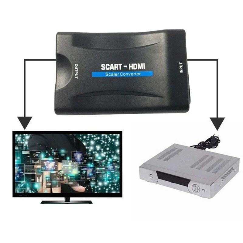 1080P Scart to HDMI Adaptor Upscaler Video o Converter Adapter For TV HDTV STB VHS PS3 Sky DVD Blu-ray
1080P Scart to HDMI Adaptor Upscaler Video o Converter Adapter For TV HDTV STB VHS PS3 Sky DVD Blu-ray