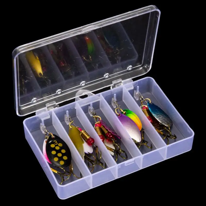 

10pcs Boxed Rotating Spoon Kit Lure Fishing Lures Artificial Baits Metal Fish Hooks Bass Trout Perch Pike Rotating Sequins