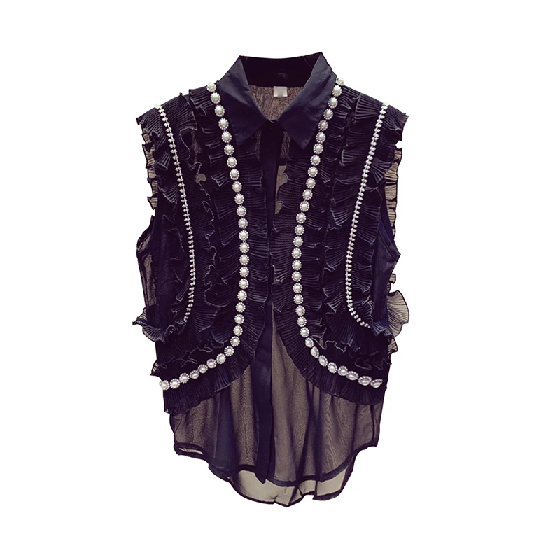 2020 New Summer shirt fashion Casual Off Shoulder Ruffles Blouse Women Lapel Sleeveless Pearl Oversize Shirt Female Spring Top
2020 New Summer shirt fashion Casual Off Shoulder Ruffles Blouse Women Lapel Sleeveless Pearl Oversize Shirt Female Spring Top