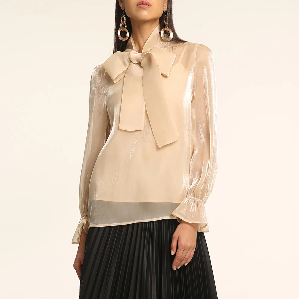 Women Office Sexy Blouse See-Through Patchwork Lace-Up Bowknot Pullover Top Summer Western Lady Fashion Causal Loose Tee Young
Women Office Sexy Blouse See-Through Patchwork Lace-Up Bowknot Pullover Top Summer Western Lady Fashion Causal Loose Tee Young