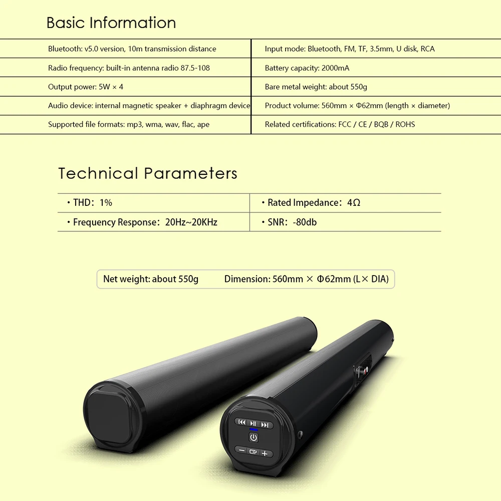 AWEI Y10-1 Wireless Bluetooth Soundbar Bluetooth Speaker Powerful TV Home Theater Sound Bar with Remote Control
AWEI Y10-1 Wireless Bluetooth Soundbar Bluetooth Speaker Powerful TV Home Theater Sound Bar with Remote Control