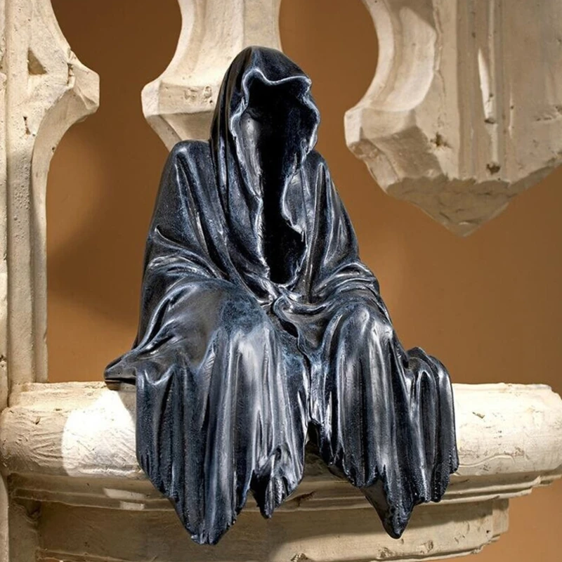 The Creeper Reaper Sitting Statue Home Yard Gothic Sculpture Garden Garden Ornament Resin Desktop Gothic Sculpture