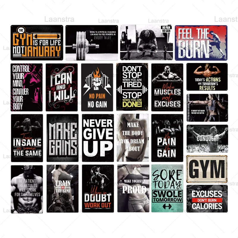 Metal Tin Sign Excuses Signs Modern Poster Fat Loss Fitness Shaping Persist Wall Art Decor For Gym Home Sports Club Iron Plaque 
Metal Tin Sign Excuses Signs Modern Poster Fat Loss Fitness Shaping Persist Wall Art Decor For Gym Home Sports Club Iron Plaque