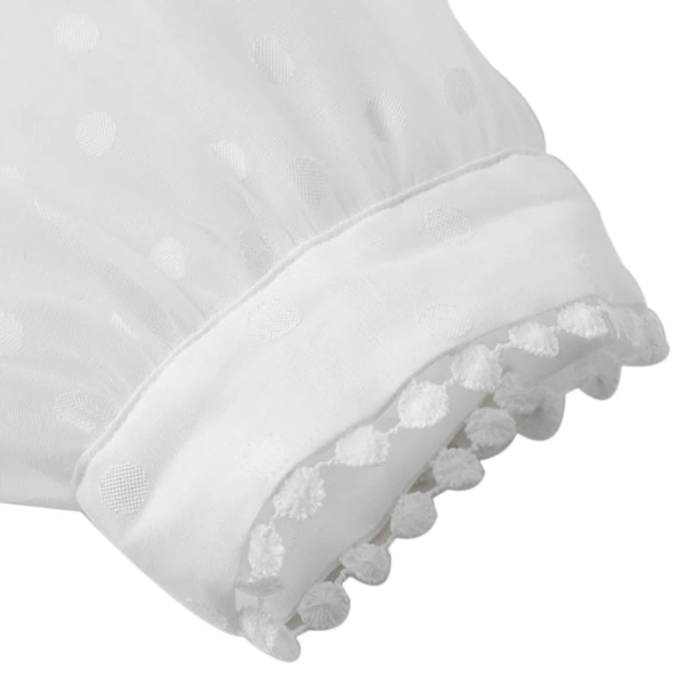 Women Top Sexy Loose Solid Color Puff Short Sleeve See Through Lace Mesh Button Design Straps Wild Collar Fashion Blouse Tops
Women Top Sexy Loose Solid Color Puff Short Sleeve See Through Lace Mesh Button Design Straps Wild Collar Fashion Blouse Tops