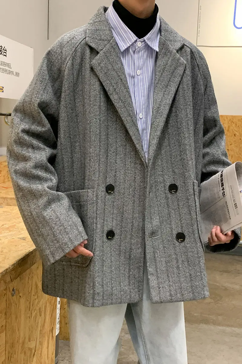 2020 Autumn And Winter New Youth Popular Men's Loose Large Size Woolen Suits Fashion Casual Double-breasted Blouse Blue/black
2020 Autumn And Winter New Youth Popular Men's Loose Large Size Woolen Suits Fashion Casual Double-breasted Blouse Blue/black