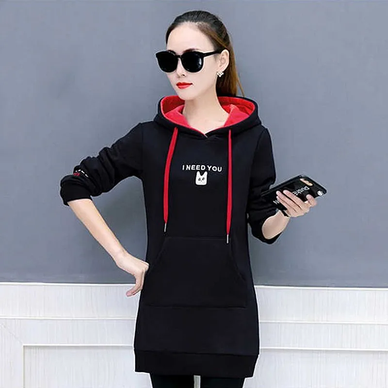 Winter Polyester Women's Hoodies Hooded Long Sleeve Pullover Pockets Embroidery Loose Print Thick Vogue Office Lady Hoodies
Winter Polyester Women's Hoodies Hooded Long Sleeve Pullover Pockets Embroidery Loose Print Thick Vogue Office Lady Hoodies