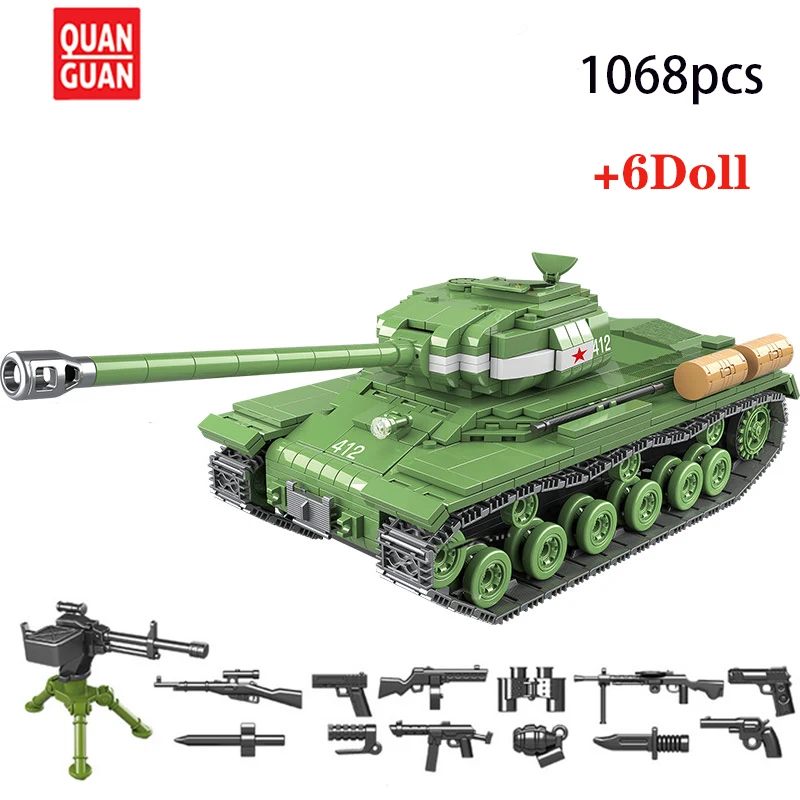 1068PCS Military Russia IS-2M Heavy Tank Building Blocks Military Blocks Technic Tank Soldier Figures Weapon parts Bricks Toys
1068PCS Military Russia IS-2M Heavy Tank Building Blocks Military Blocks Technic Tank Soldier Figures Weapon parts Bricks Toys