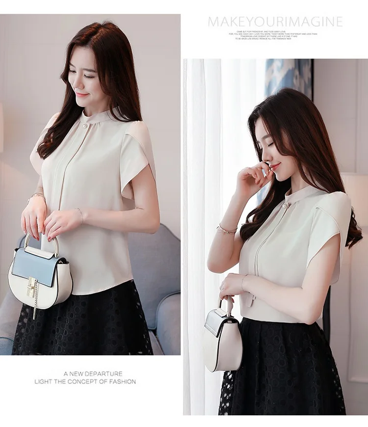 Houthion Women's Blouses Casual Summer Tops Chiffon Fashion Cloth Short Sleeve Top Button O-neck Solid Blouse
Houthion Women's Blouses Casual Summer Tops Chiffon Fashion Cloth Short Sleeve Top Button O-neck Solid Blouse
