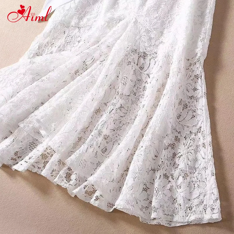 2020 Female Designer Summer Fashion Trumpet sleeve Sexy Round neck sleeve Lace Belt White Dress Female Elegant Party Dresses
2020 Female Designer Summer Fashion Trumpet sleeve Sexy Round neck sleeve Lace Belt White Dress Female Elegant Party Dresses