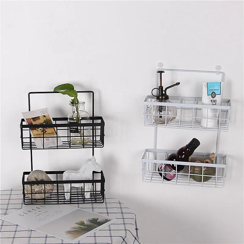 Nordic Creative Wrought Iron Double-layer Basket Wall-mounted Storage Rack Kitchen Wall Storage Rack Bathroom Debris Storage
Nordic Creative Wrought Iron Double-layer Basket Wall-mounted Storage Rack Kitchen Wall Storage Rack Bathroom Debris Storage