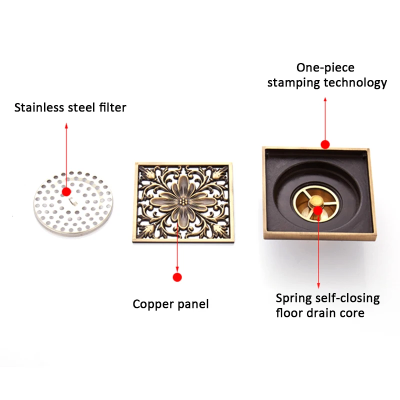 New Euro Floor Drains Antique Brass Shower Floor Drain Bathroom Deodorant Euro Square Floor Drain Strainer Cover Grate Waste Use
New Euro Floor Drains Antique Brass Shower Floor Drain Bathroom Deodorant Euro Square Floor Drain Strainer Cover Grate Waste Use