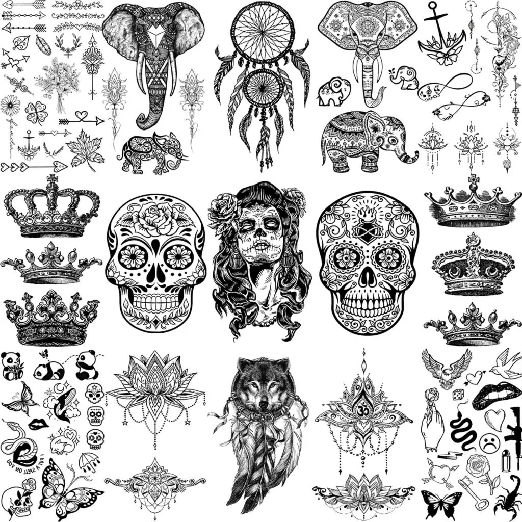 3D череп вампира, корона, временные татуировки для женщин, взрослых, детей, слон, лотос, подвеска, хна, искусственная татуировка на шею, руки, м...
3D череп вампира, корона, временные татуировки для женщин, взрослых, детей, слон, лотос, подвеска, хна, искусственная татуировка на шею, руки, м...