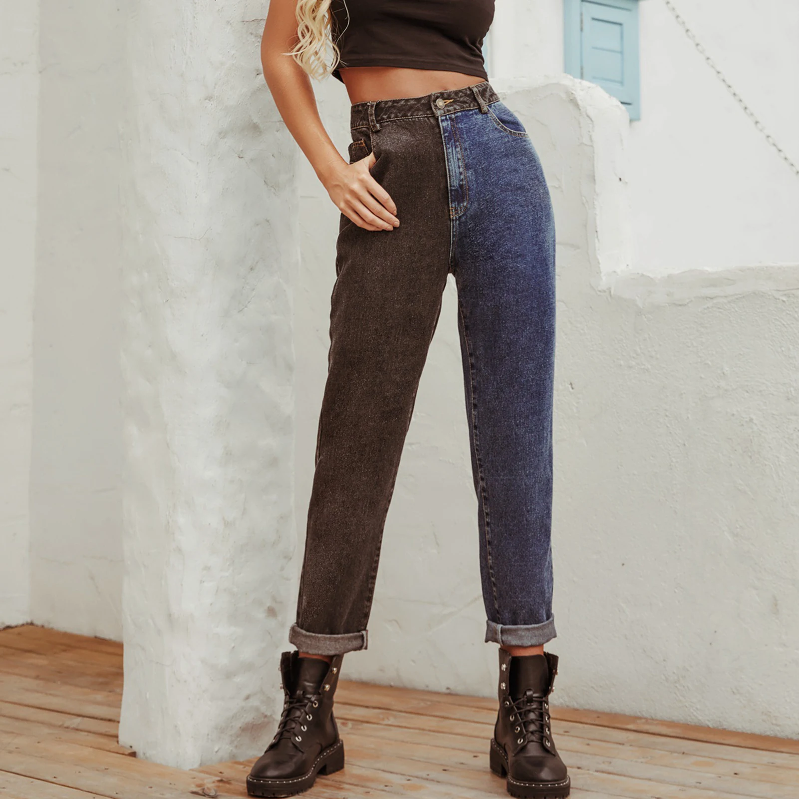 High Waist Ladies Straight Jeans Denim Black Blue Two Tone Straight Jeans for Women Commuting Casual Ladies Straight Jeans
High Waist Ladies Straight Jeans Denim Black Blue Two Tone Straight Jeans for Women Commuting Casual Ladies Straight Jeans