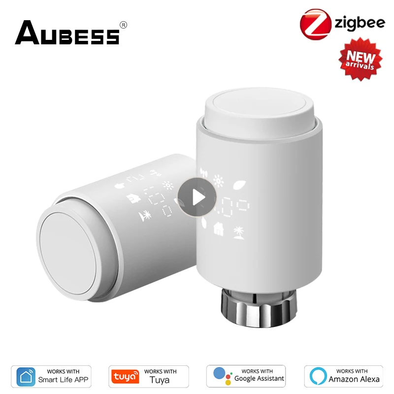 Умный привод радиатора Aubess Tuya ZigBee, регулятор температуры, программируемый термостатический радиатор, работает с Alexa 
Умный привод радиатора Aubess Tuya ZigBee, регулятор температуры, программируемый термостатический радиатор, работает с Alexa
