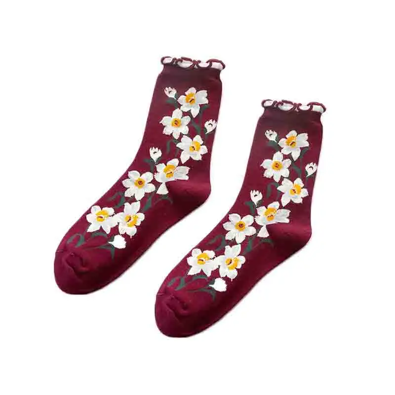 Floral Print Women Socks Ruffled Middle Tube Socks Cotton Sweat Socks Student Soft Comfort Ankle Sock For Girls High Quality
Floral Print Women Socks Ruffled Middle Tube Socks Cotton Sweat Socks Student Soft Comfort Ankle Sock For Girls High Quality
