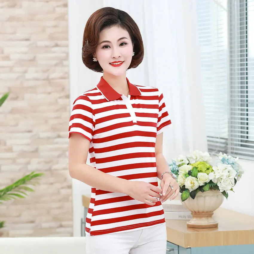 Black Blue Red White Cross Striped Cotton Polo Shirt Women Summer Turn Down Collar Short Sleeve Top Mature Ladies Clothes XXXXL
Black Blue Red White Cross Striped Cotton Polo Shirt Women Summer Turn Down Collar Short Sleeve Top Mature Ladies Clothes XXXXL