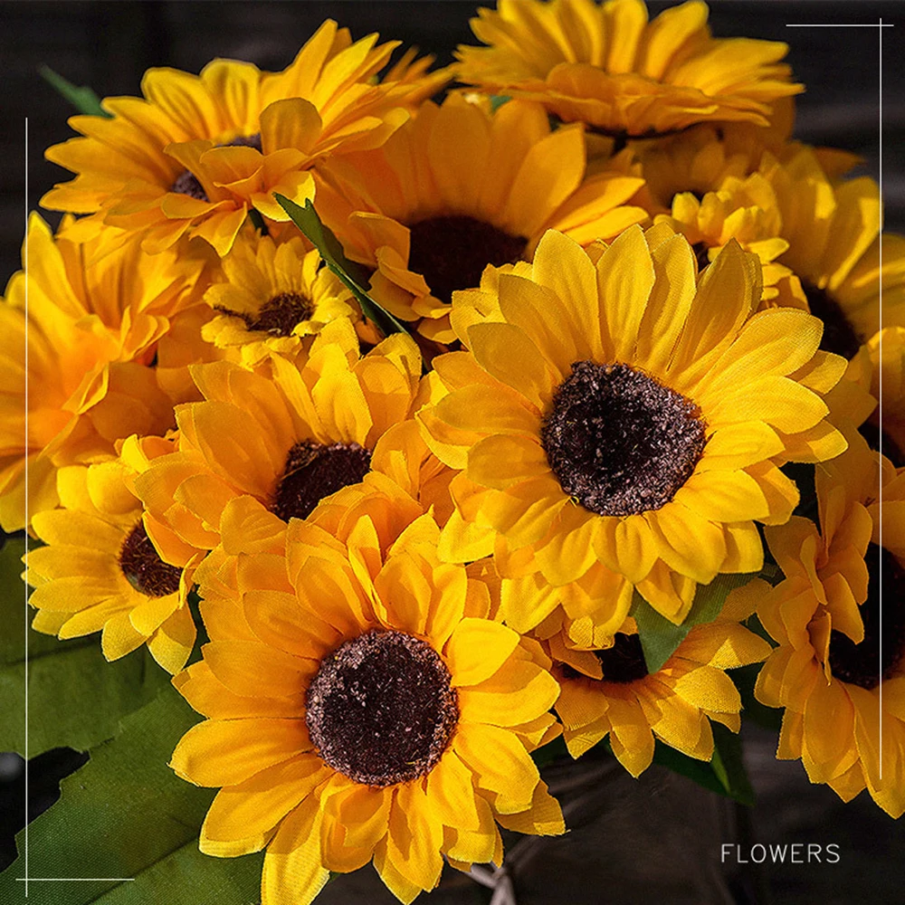 Artificial Silk Yellow Sunflower Bouquet Daisy Home Garden Garland Wedding Floral Arch Decoration Simulation Decorative Flowers
Artificial Silk Yellow Sunflower Bouquet Daisy Home Garden Garland Wedding Floral Arch Decoration Simulation Decorative Flowers