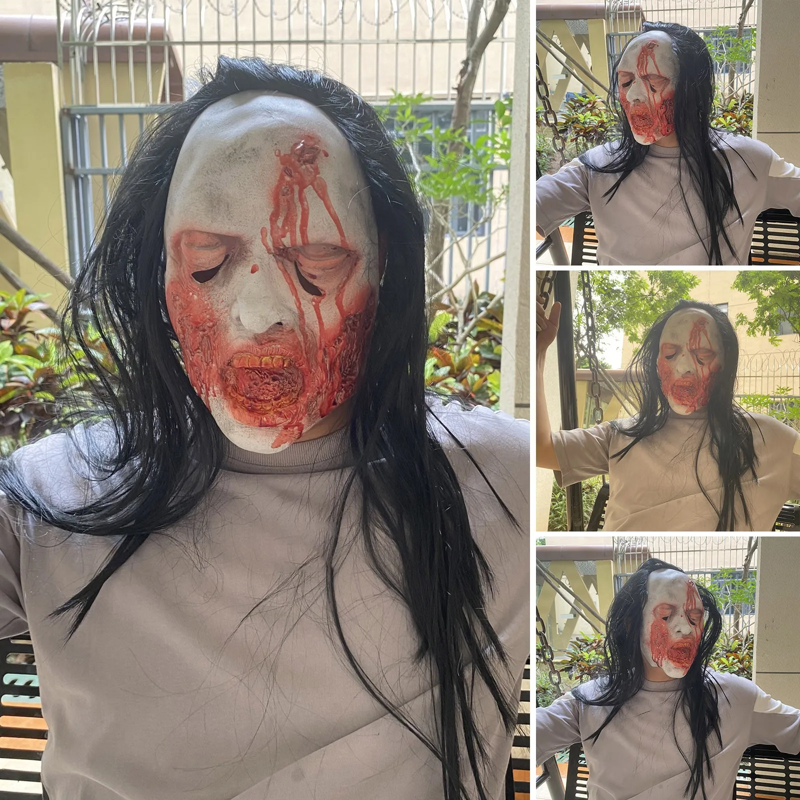 Movable Jaw Full Head Skull Mask Zombie-bad Face Halloween Scary Face Ghost Mask Creepy Black Long Wig Mask Party Toy
Movable Jaw Full Head Skull Mask Zombie-bad Face Halloween Scary Face Ghost Mask Creepy Black Long Wig Mask Party Toy