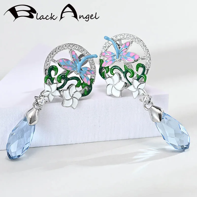 BLACK ANGEL Colorful Enamel Dragonfly 925 Silver Sky Blue Gemstone Insect Stud Earrings 2020 New For Women Jewelry Wholesale
BLACK ANGEL Colorful Enamel Dragonfly 925 Silver Sky Blue Gemstone Insect Stud Earrings 2020 New For Women Jewelry Wholesale