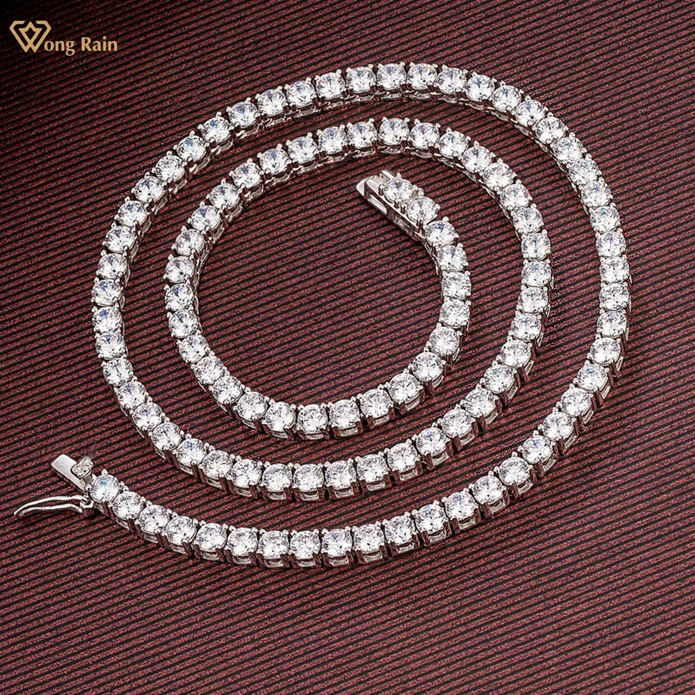 Wong Rain Simple 100% 925 Sterling Silver Created Created Moissanite Diamonds Gemstone Chain Necklace Fine Jewelry Wholesale
Wong Rain Simple 100% 925 Sterling Silver Created Created Moissanite Diamonds Gemstone Chain Necklace Fine Jewelry Wholesale