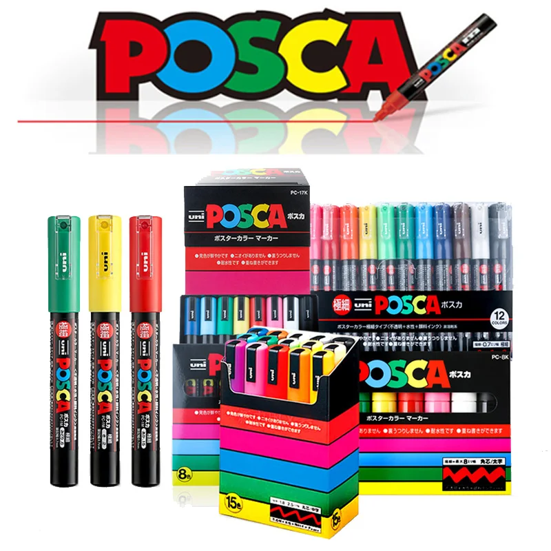 Uni Water-based POSCA Series Marker PC-1M/3M/5M 21/24/24 Color Hand-painted Comics Graffiti Pop Poster Advertisement 0.7-2.5mm
Uni Water-based POSCA Series Marker PC-1M/3M/5M 21/24/24 Color Hand-painted Comics Graffiti Pop Poster Advertisement 0.7-2.5mm