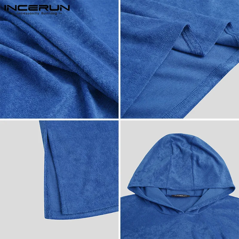 INCERUN Men Bathrobes Solid Color Hooded Half Sleeve Leisure Towel Robes Comfortable Men's Homewear Nightgown Beach Robes Poncho
INCERUN Men Bathrobes Solid Color Hooded Half Sleeve Leisure Towel Robes Comfortable Men's Homewear Nightgown Beach Robes Poncho