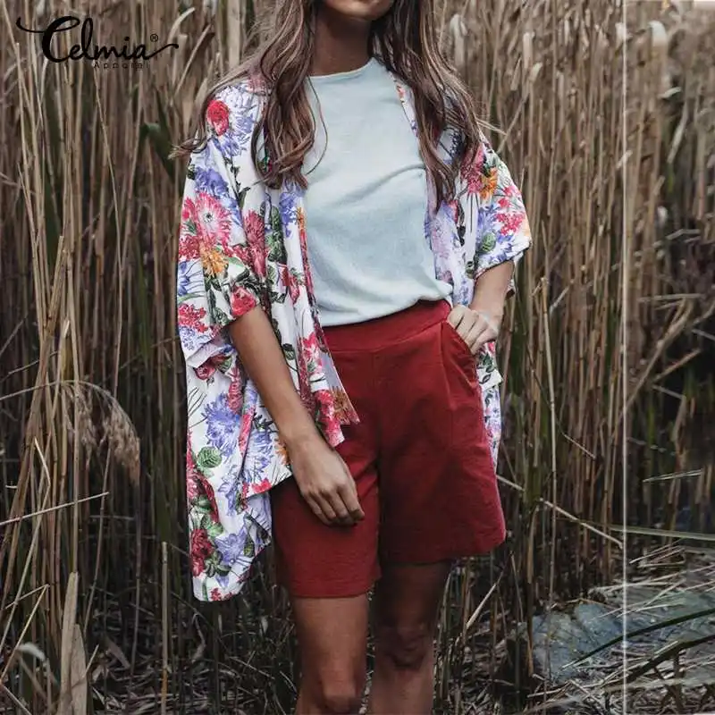 Celmia 2021 Vintage Long Kimono Cardigans Women Bat Sleeve Floral Print Blouses Shawl Bohemian Shirts Casual Beach Cover Up Tops
Celmia 2021 Vintage Long Kimono Cardigans Women Bat Sleeve Floral Print Blouses Shawl Bohemian Shirts Casual Beach Cover Up Tops