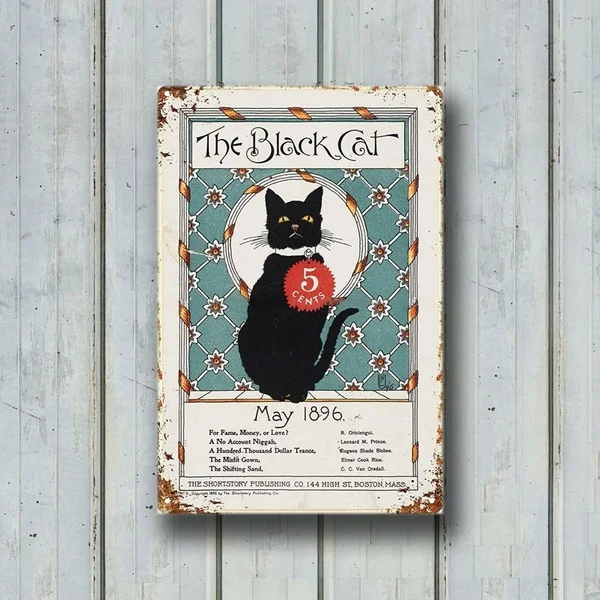 Literary Magazine Black Cat Antique Metal Tin Sign Wall Art Mural Antique Room Party Theater Poster Home Decoration
Literary Magazine Black Cat Antique Metal Tin Sign Wall Art Mural Antique Room Party Theater Poster Home Decoration