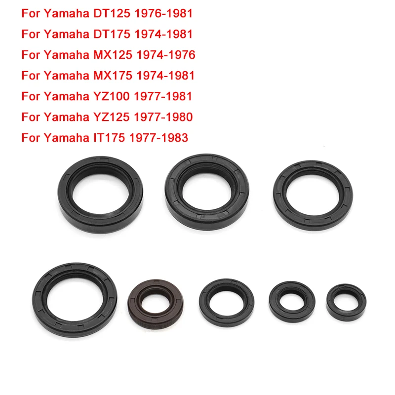 Engine Oil Seal Kits For Yamaha DT125 DT175 MX125 MX175 IT175 YZ100 YZ125 DT MX IT 125 175 YZ 100 125 Motorcycle Accessories
Engine Oil Seal Kits For Yamaha DT125 DT175 MX125 MX175 IT175 YZ100 YZ125 DT MX IT 125 175 YZ 100 125 Motorcycle Accessories