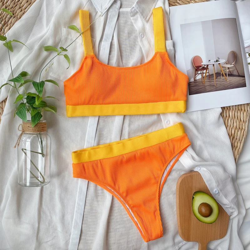 High Waist Bikinis 2021 Swimsuits Bandeau Swimwear Women Splicing Biquini Beachwear Sports Ribbed Bathing Suits New
High Waist Bikinis 2021 Swimsuits Bandeau Swimwear Women Splicing Biquini Beachwear Sports Ribbed Bathing Suits New