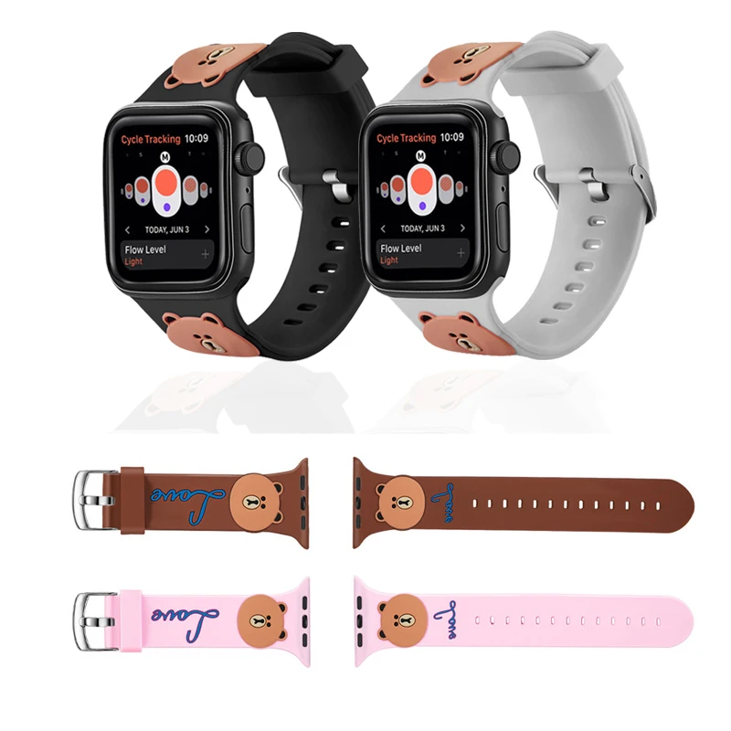 Ремешок силиконовый для apple watch band 5 4 44/40 мм мягкий спортивный браслет с 3d рисунком