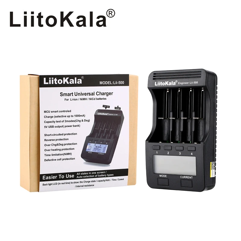 LiitoKala Lii-PD4 lii-500 lii-S6 lii-500S 18650 battery Charger 3.7V/3.2V/1.2V/1.5V lithium NiMH battery
LiitoKala Lii-PD4 lii-500 lii-S6 lii-500S 18650 battery Charger 3.7V/3.2V/1.2V/1.5V lithium NiMH battery