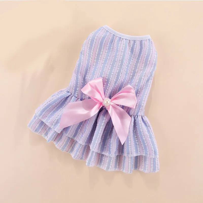 Fashion Dog Dress Spring Summer Thin Skirt Sweet Bow Pet Skirts Small Dog Teddy Pet Clothing Vertical Stripes Cat Dresses
Fashion Dog Dress Spring Summer Thin Skirt Sweet Bow Pet Skirts Small Dog Teddy Pet Clothing Vertical Stripes Cat Dresses