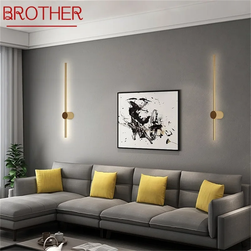 BROTHER Brass Nordic Wall Lamp Contemporary Gold Sconces Simple LED Light Indoor For Home Living Room
BROTHER Brass Nordic Wall Lamp Contemporary Gold Sconces Simple LED Light Indoor For Home Living Room