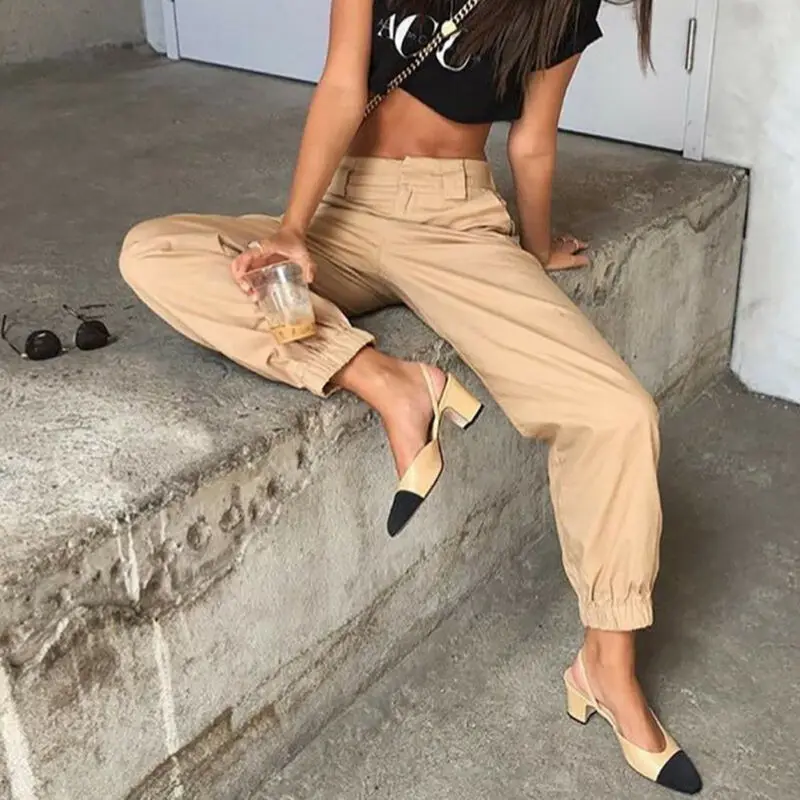 Bottoms Pants Women Casual High Waist Cargo Pants Women Loose Solid Black Khaki Trousers Pockets Elastic Waist S-3XL Plus Size
Bottoms Pants Women Casual High Waist Cargo Pants Women Loose Solid Black Khaki Trousers Pockets Elastic Waist S-3XL Plus Size