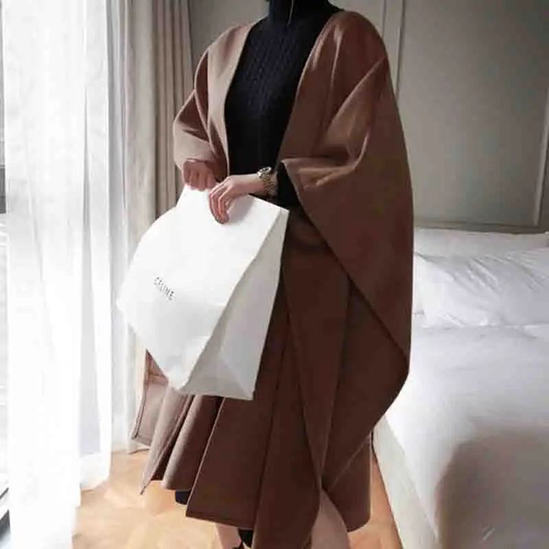 New Elegant V Neck Winter Cape Coat Women Long Sleeve Belt Outerwear Coat 2019 Autumn Casual Split Streetwear Cloak Overcoat
New Elegant V Neck Winter Cape Coat Women Long Sleeve Belt Outerwear Coat 2019 Autumn Casual Split Streetwear Cloak Overcoat