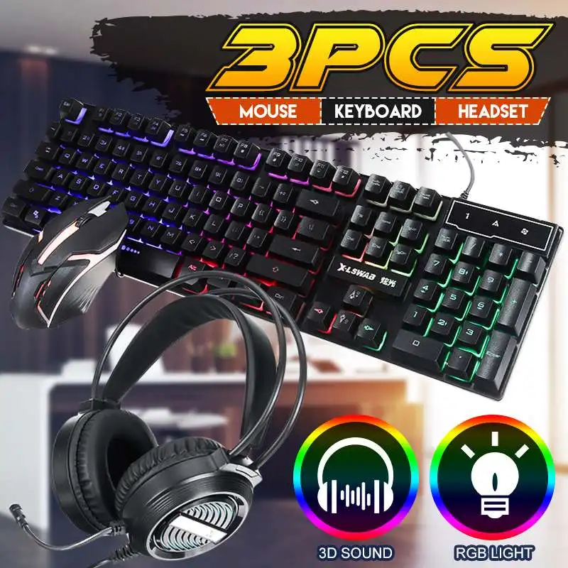 Gaming Keyboard 3200DPI Gaming Mouse Rainbow Backlight Usb Ergonomic Wired Keyboards Computer Mouse Gamer Sets For PC Laptop
Gaming Keyboard 3200DPI Gaming Mouse Rainbow Backlight Usb Ergonomic Wired Keyboards Computer Mouse Gamer Sets For PC Laptop