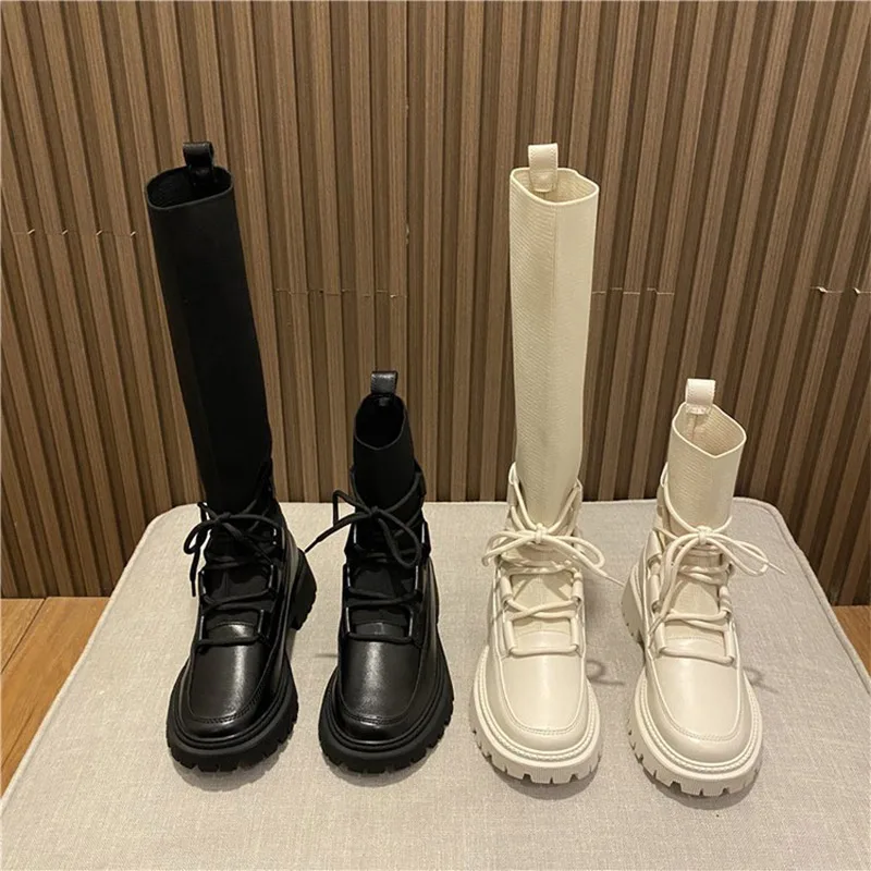 Black Short Boots Women's Shoes New 2022 Autumn Winter Platform Boots For Ladies Chunky Heels Lace-up Stretch Fabric Botas Mujer
Black Short Boots Women's Shoes New 2022 Autumn Winter Platform Boots For Ladies Chunky Heels Lace-up Stretch Fabric Botas Mujer