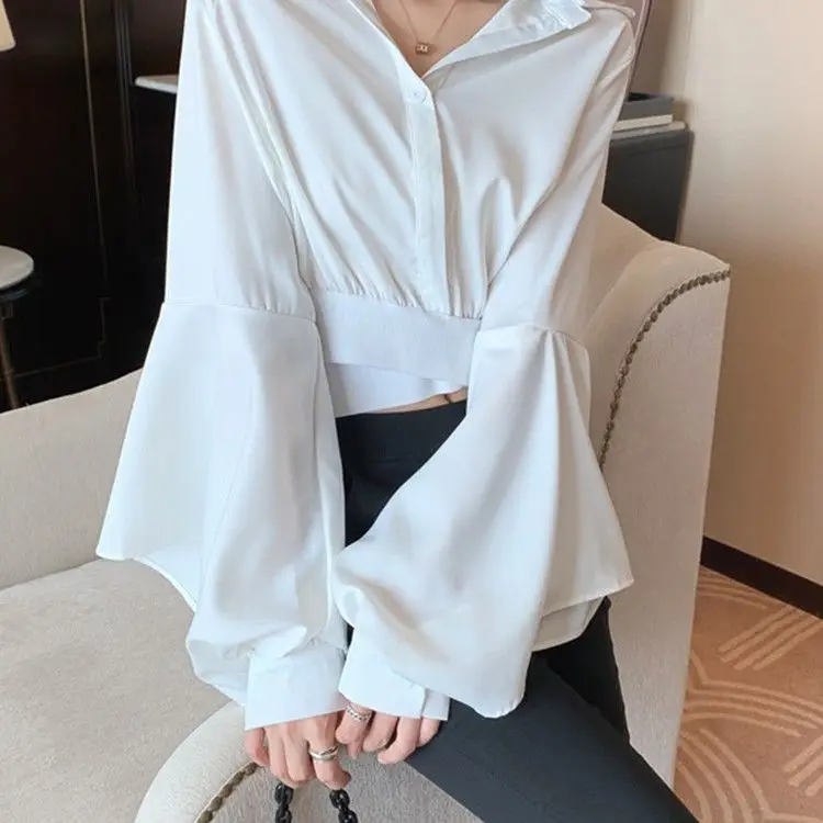 Women Autumn Elegant Fashion Flare Full Sleeve Solid V-Neck Female Blouse Tops Loose Vintage Shirts Blusas Mujer
Women Autumn Elegant Fashion Flare Full Sleeve Solid V-Neck Female Blouse Tops Loose Vintage Shirts Blusas Mujer