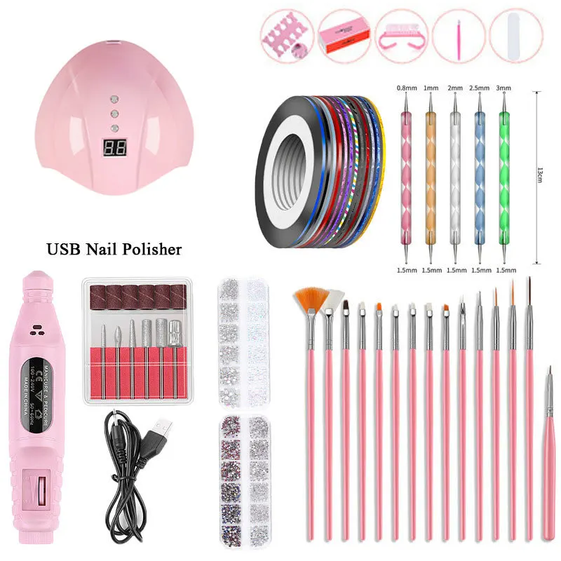 ail set 45W UV LED LAMP for Manicure Gel nail polish Set Kit Gel Varnish Electric Nail Drill Manicure Sets Nail Art Tools
ail set 45W UV LED LAMP for Manicure Gel nail polish Set Kit Gel Varnish Electric Nail Drill Manicure Sets Nail Art Tools