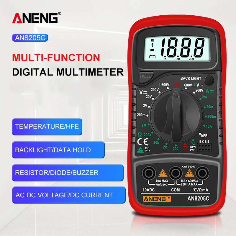 ANENG Digital Multimeter Professional AC/DC Ammeter Volt Ohm Tester Meter Multimetro Thermocouple LCD Backlight Portable Buzzer
ANENG Digital Multimeter Professional AC/DC Ammeter Volt Ohm Tester Meter Multimetro Thermocouple LCD Backlight Portable Buzzer