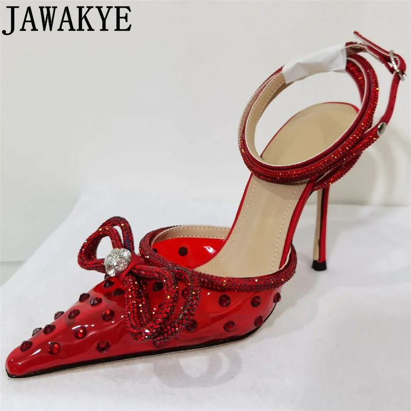 Red PVC Crystal Sandals Women Runway Rhinestone Ankle Strap Slingback Stilettos Party Shoes Sexy Pointy Toe Bride Wedding Shoes
Red PVC Crystal Sandals Women Runway Rhinestone Ankle Strap Slingback Stilettos Party Shoes Sexy Pointy Toe Bride Wedding Shoes