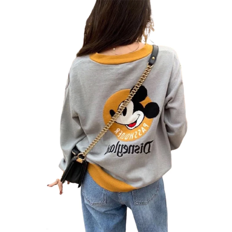 Женский кардиган Disney в Корейском стиле с Микки Маусом универсальный V-образным
