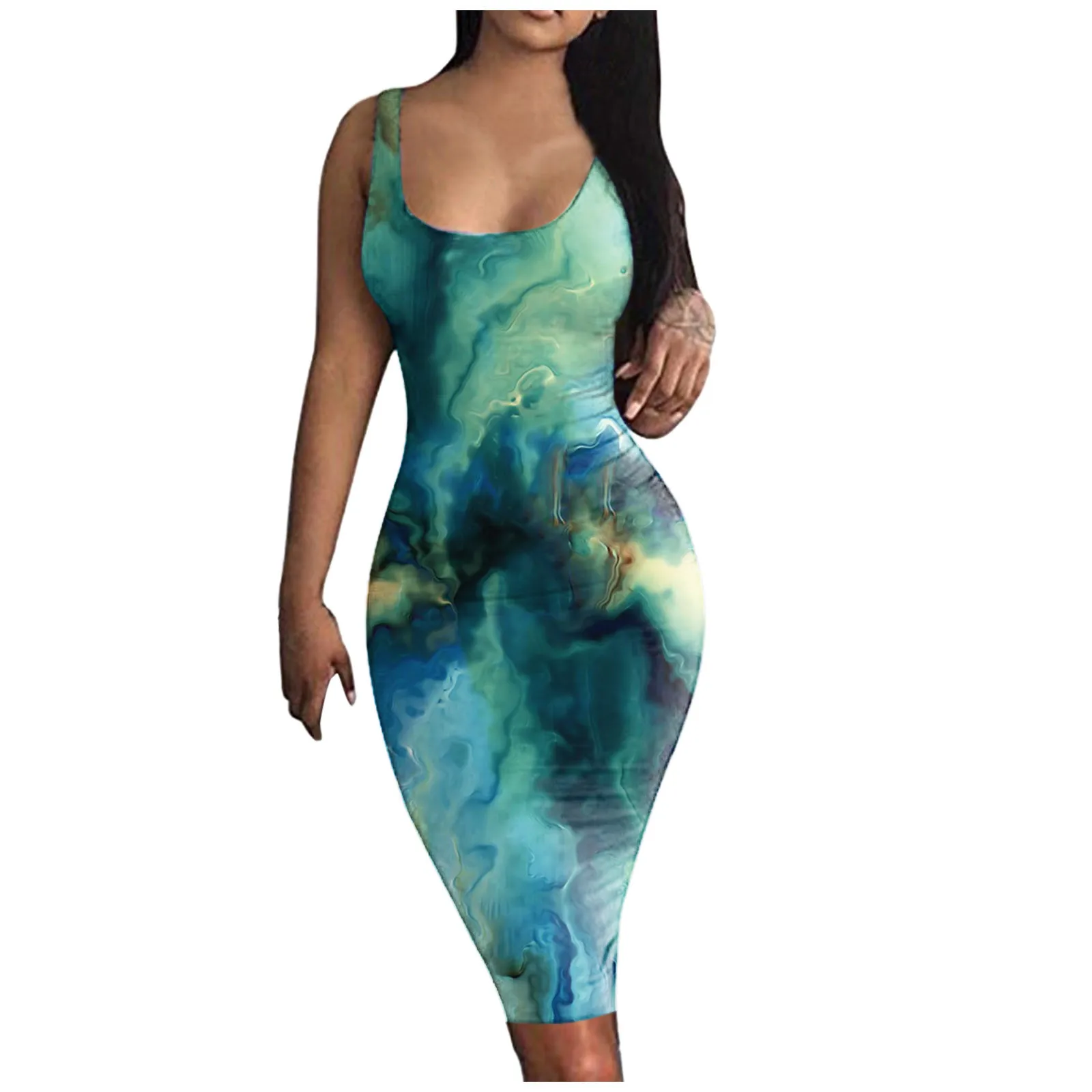 Women's Tie-dye Tank Dress Sleeveless Basic Midi Club Dresses Party Mini Dress Ladies tie-dye sleeveless tight-fitting hip dress
Women's Tie-dye Tank Dress Sleeveless Basic Midi Club Dresses Party Mini Dress Ladies tie-dye sleeveless tight-fitting hip dress
