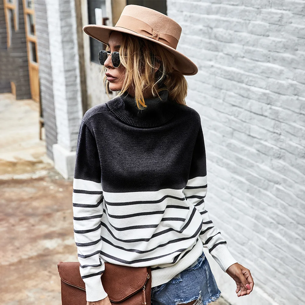 Autumn Winter Thick Sweater Women Knitted Striped Patchwork Pullover Sweaters Long Sleeve Turtleneck Slim Jumper Soft Warm Tops
Autumn Winter Thick Sweater Women Knitted Striped Patchwork Pullover Sweaters Long Sleeve Turtleneck Slim Jumper Soft Warm Tops