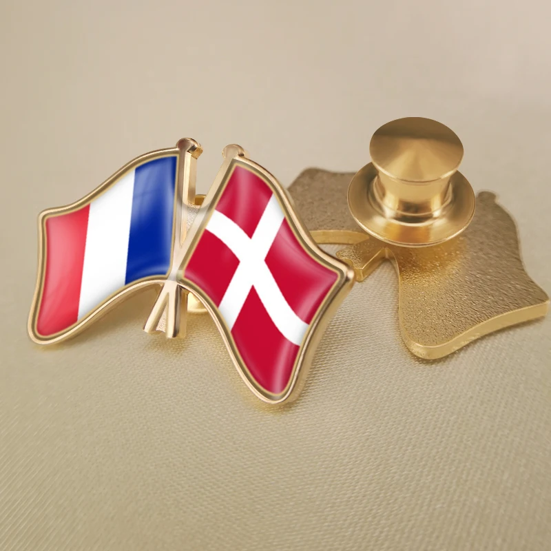 Дания и Франция перекрестные двойной флаг дружбы значков на булавке брошь значки