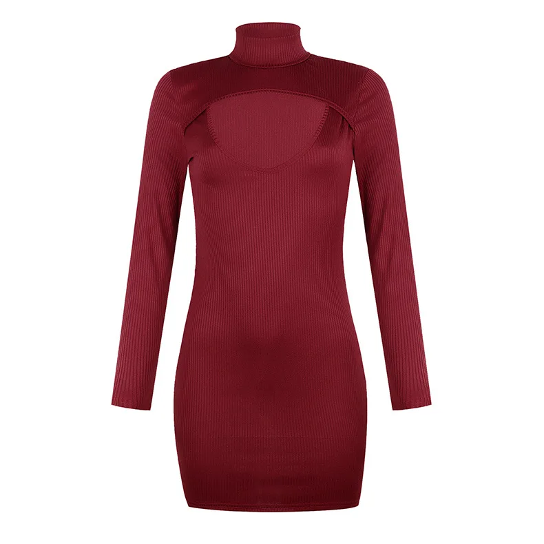 Spring new women's fashion all-match sexy tight-fitting retro solid color sketchy hollow long-sleeved short dress
Spring new women's fashion all-match sexy tight-fitting retro solid color sketchy hollow long-sleeved short dress