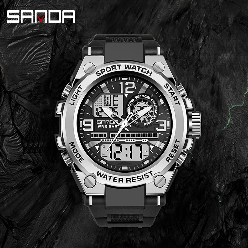 SANDA Brand Men Sports Watches Dual Display Analog Digital LED Electronic Quartz Wristwatches Waterproof Swimming Military Watch
SANDA Brand Men Sports Watches Dual Display Analog Digital LED Electronic Quartz Wristwatches Waterproof Swimming Military Watch