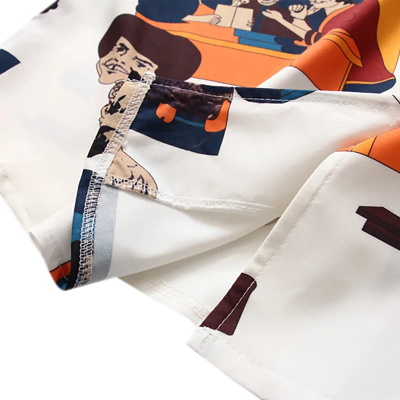 Women's Clothing Retro Summer Chiffon Cartoon Print Slim Short Sleeve Lapel Single Buckle Casual Blouse 
Women's Clothing Retro Summer Chiffon Cartoon Print Slim Short Sleeve Lapel Single Buckle Casual Blouse