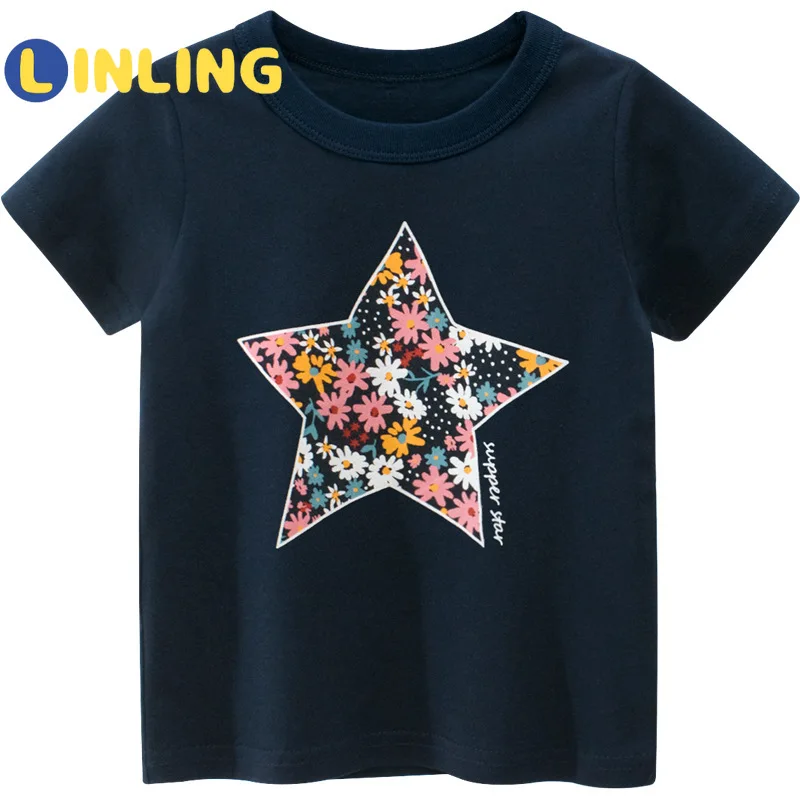 LINLING Newest Toddler Girl T Shirt Children Short Sleeve T-Shirts Cotton Summer Kids Tops Tee Star Printed Children Clothes P89
LINLING Newest Toddler Girl T Shirt Children Short Sleeve T-Shirts Cotton Summer Kids Tops Tee Star Printed Children Clothes P89